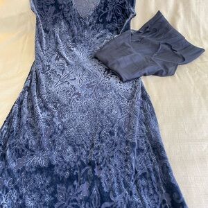 Johnny Was Navy Velvet Floral Maxi Dress NWT